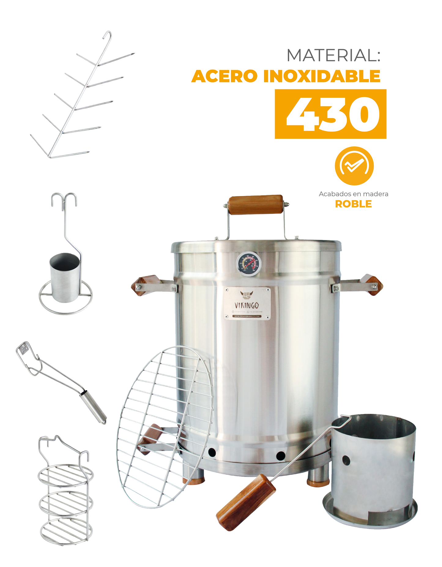 Combo Barril Asador Mediano con Termometro Inteligente