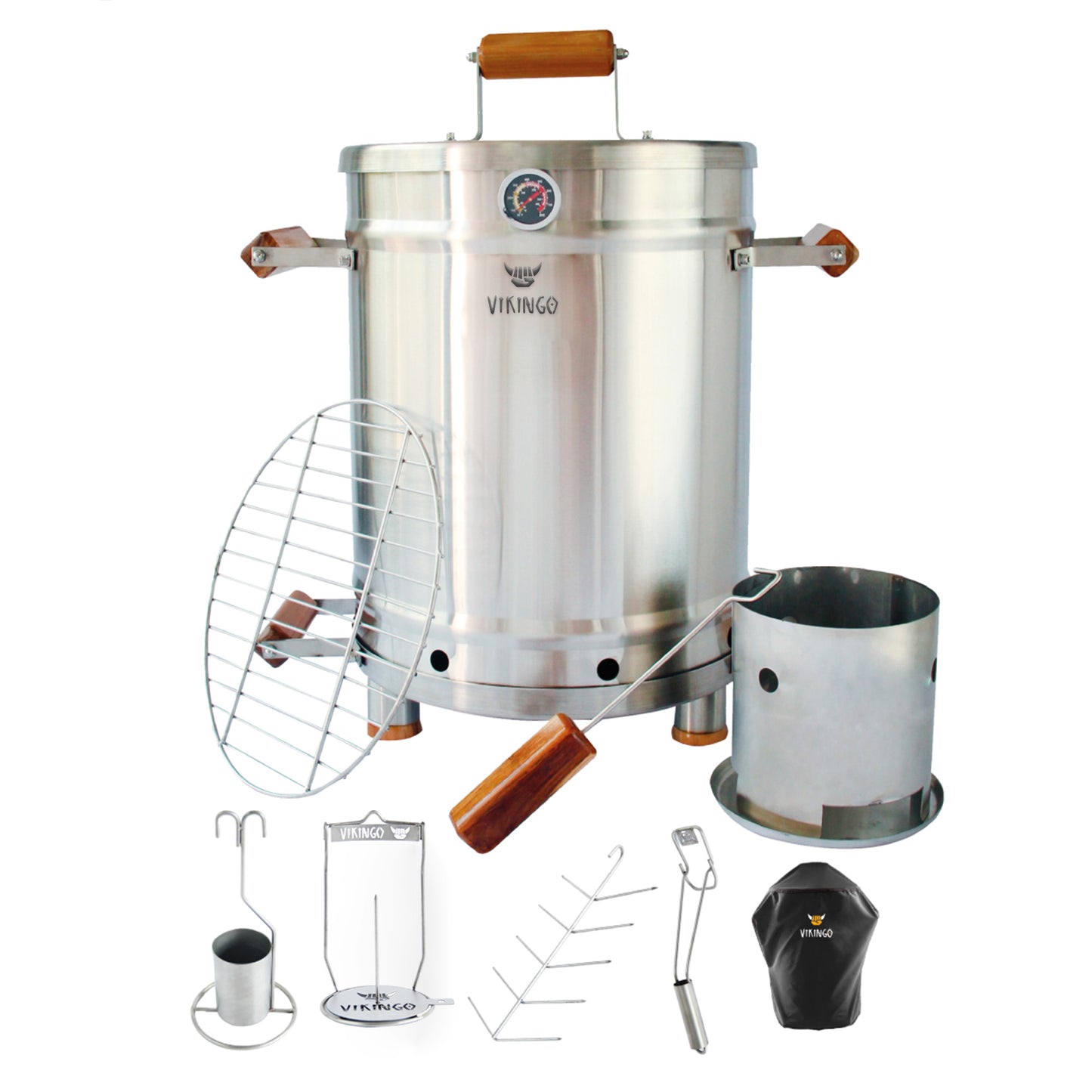 Combo Barril Asador Mediano de 28 Lb con Termometro Inteligente | Barril Colombiano Vikingo Completo