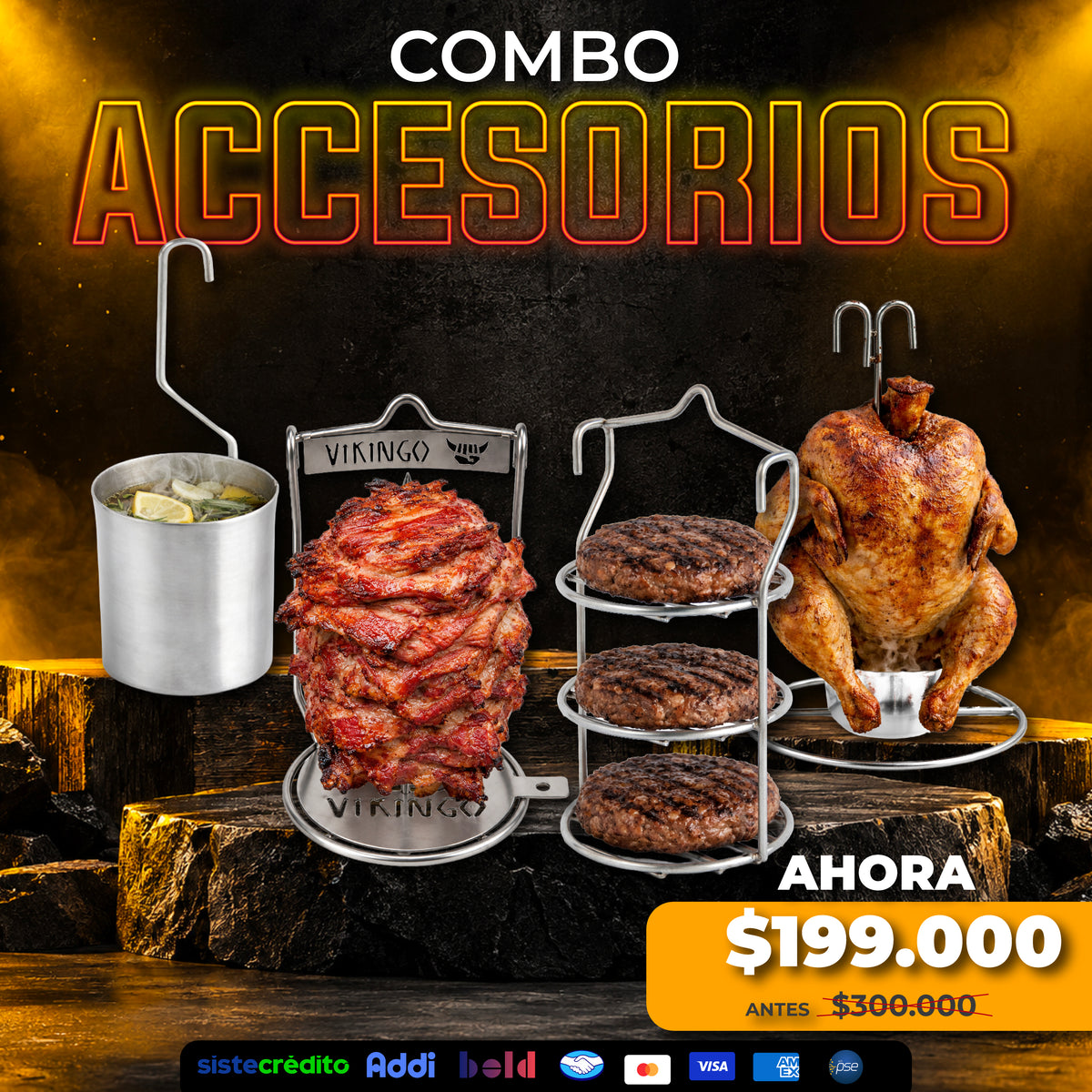 Combo de Accesorios para Barril Asador | Kit Completo Vikingo Barriles Colombia