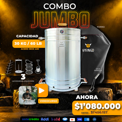 Combo Jumbo Barril Asador de 60 Lb