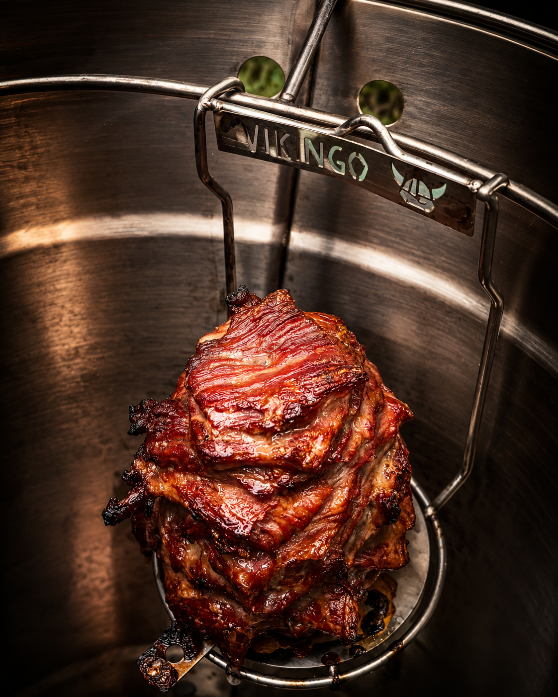 Combo Barril Asador Mediano de 28 Lb con Termometro Inteligente | Barril Colombiano Vikingo Completo