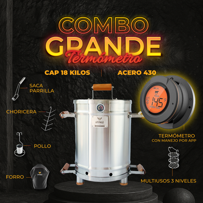 Combo Barril Asador Grande con Termometro Inteligente