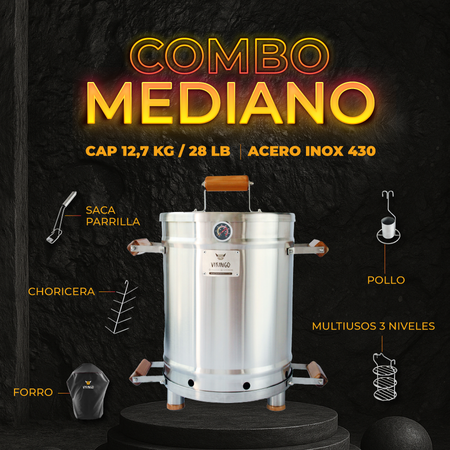 Combo Barril Asador Mediano de 28 Lb