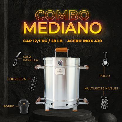 Combo Barril Asador Mediano de 28 Lb
