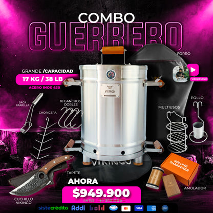 Combo Guerrero Barril Asador Grande de 38 Lb