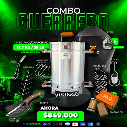Combo Guerrero Barril Asador Mediano de 28 Lb