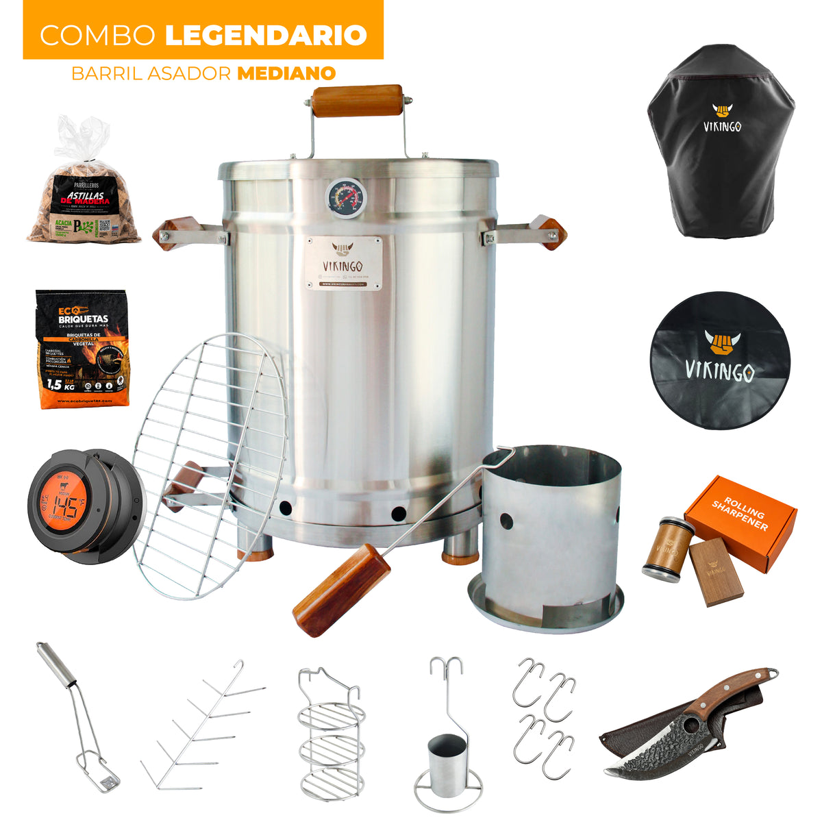 Combo Legendario Barril Asador Mediano de 28 Lb