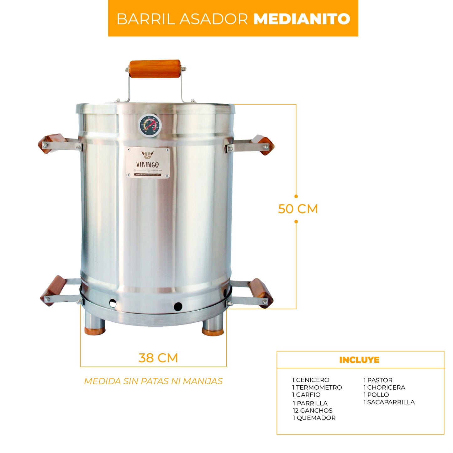 Combo Barril Asador Medianito de 24 Lb | outlet