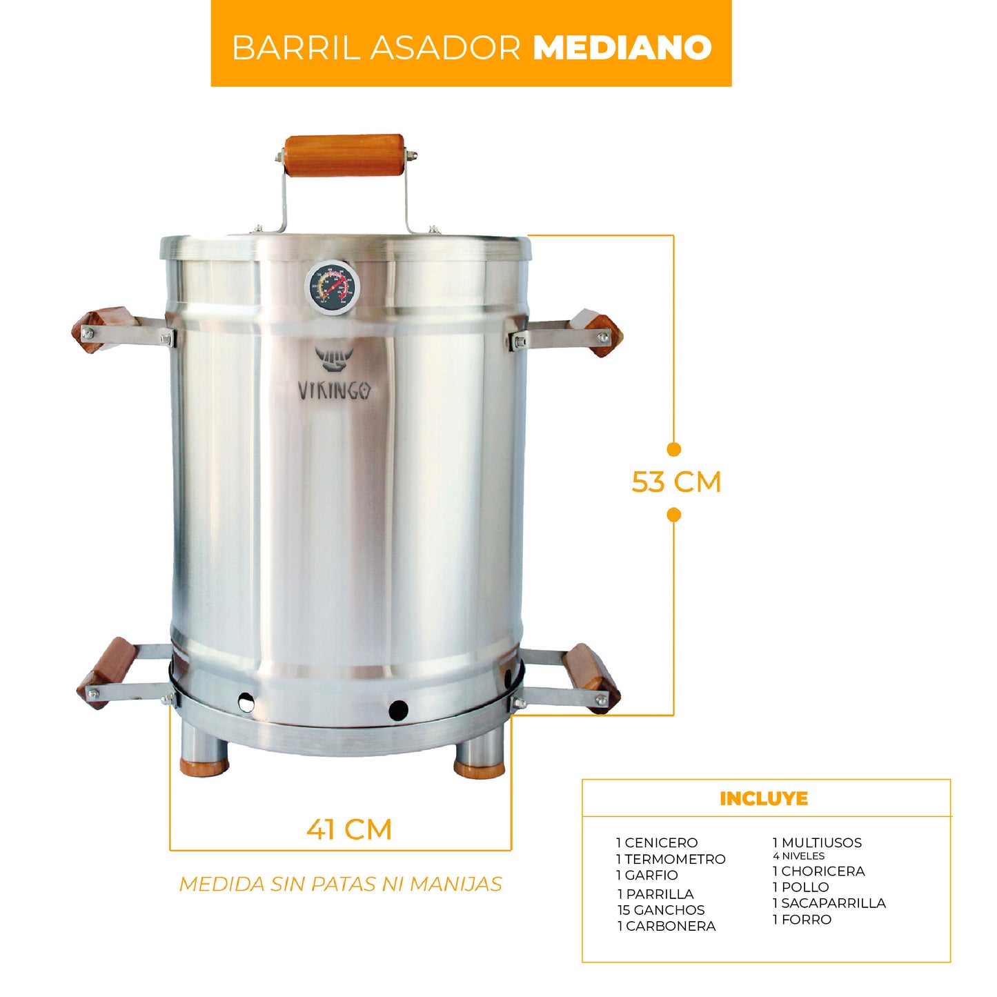 Combo Barril Asador Mediano de 28 Lb