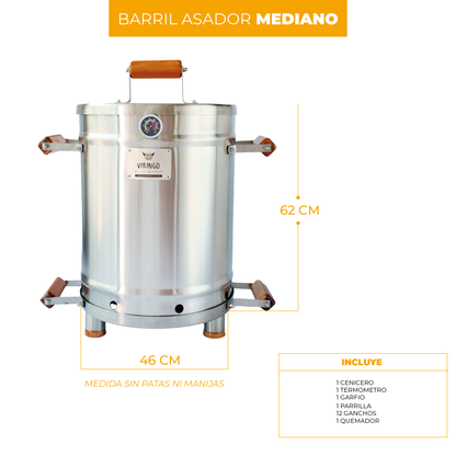 Barril Asador Eco Mediano de 28 Lb | Barril Vikingo